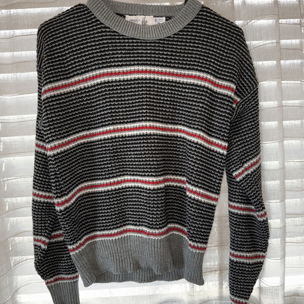 Vintage Penn's Landing Ribbed Knit Crewneck Pullover Sweater Womens Black Med
